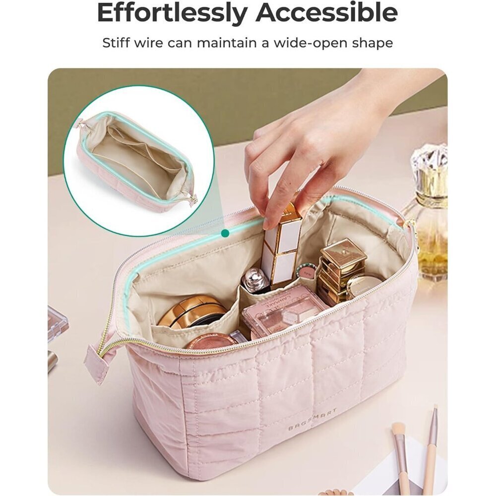 Travel Toiletry Bag, Puffy Padded Make Up Bags for Women Makeup Organizer Case, - Picture 4 of 7